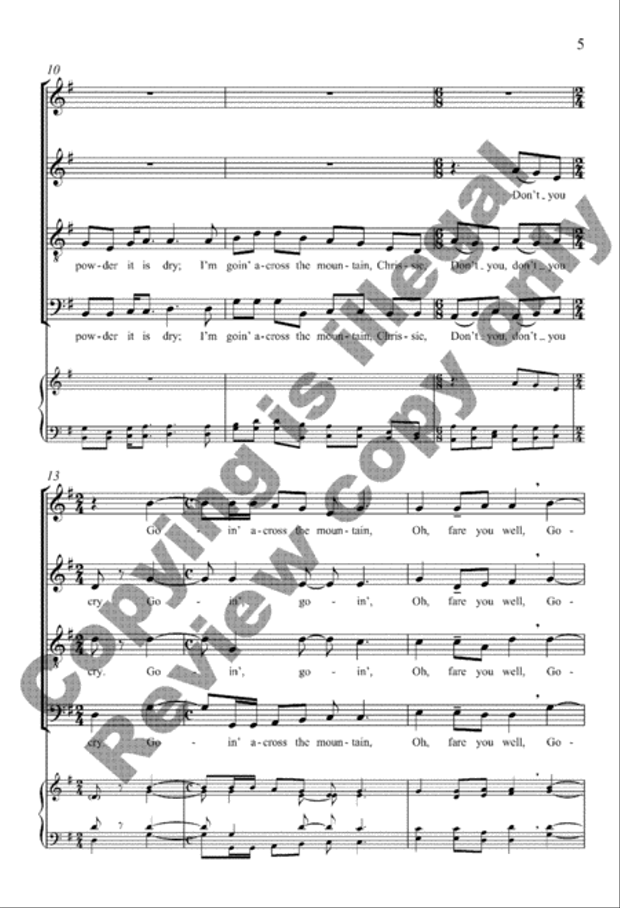 Going Across the Mountain 4-Part scores gallery preview page 5