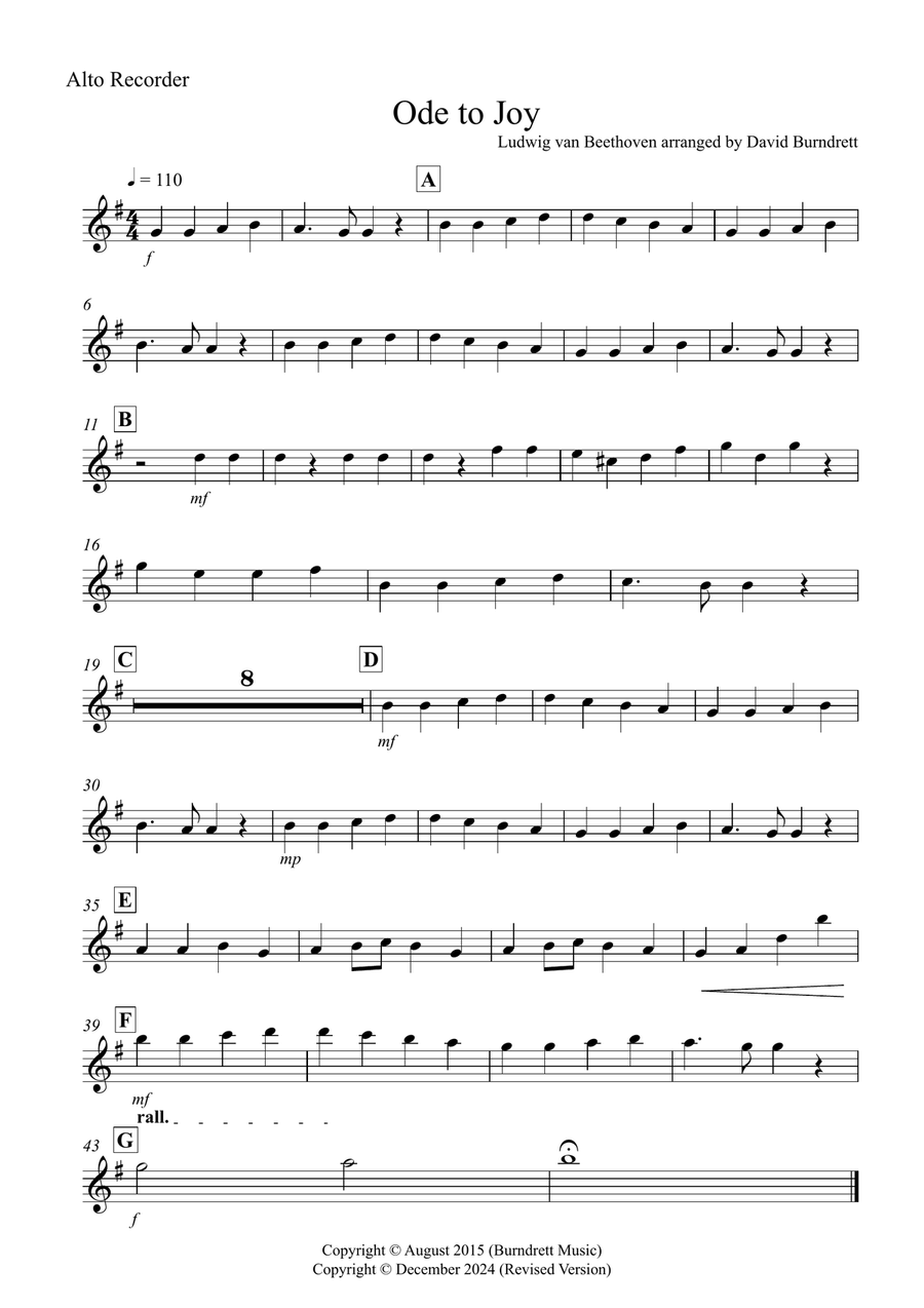 Ode to Joy for Alto, Tenor and Bass Recorder Trio Small Ensemble scores gallery preview page 3