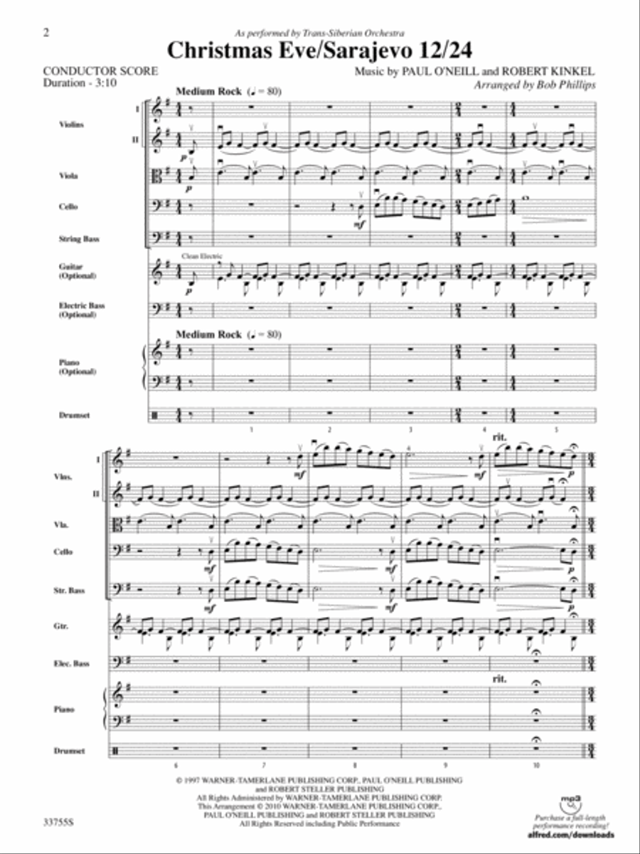 Christmas Eve/Sarajevo 12/24: Score String Orchestra scores gallery preview page 2