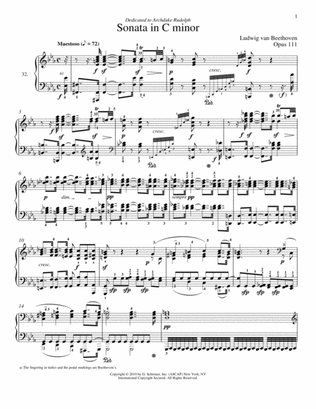 Piano Sonata No. 32 In C minor, Op. 111
