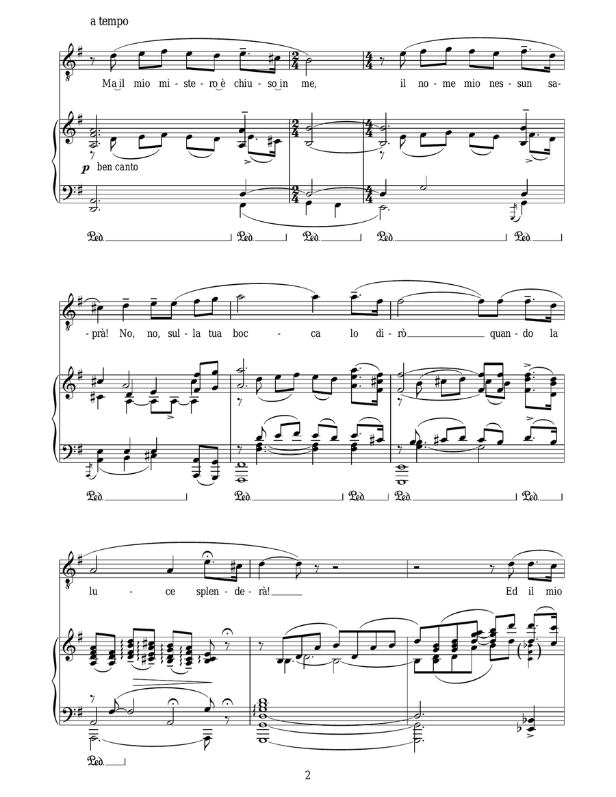 Nessun Dorma Piano, Vocal scores gallery preview page 2