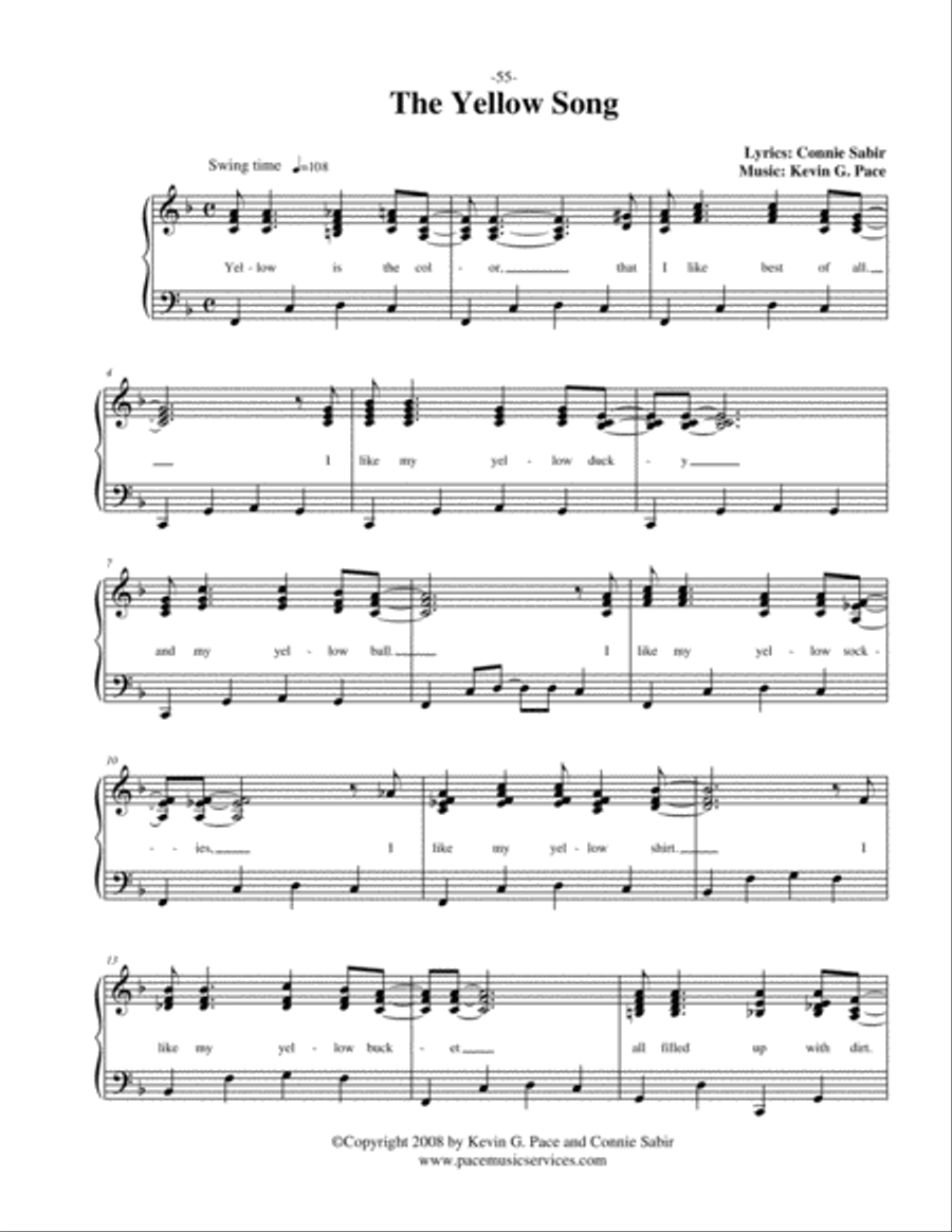 Yellow Song - vocal solo with piano accompaniment or piano solo Unison Choir scores gallery preview page 2