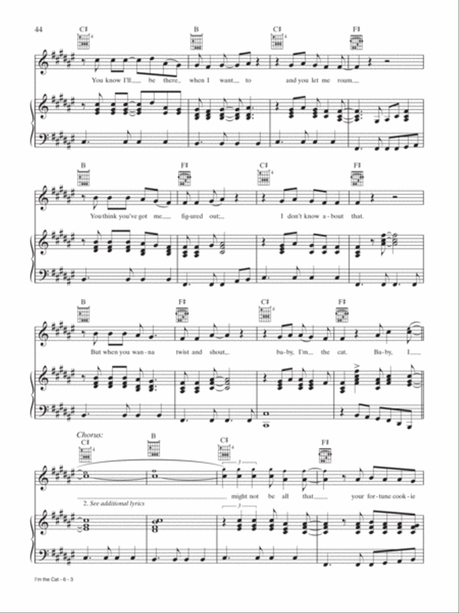 Im the Cat Im the Cat Piano, Vocal, Guitar scores gallery preview page 3