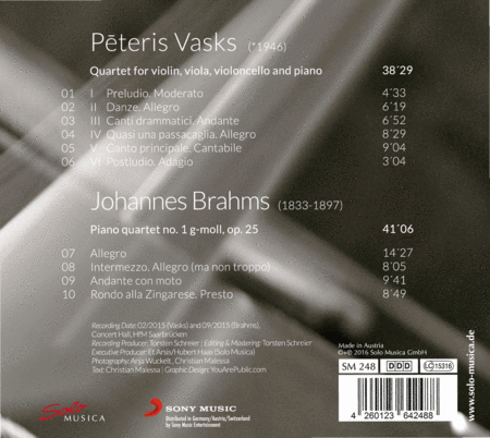 Vasks & Brahms: Piano Quartets