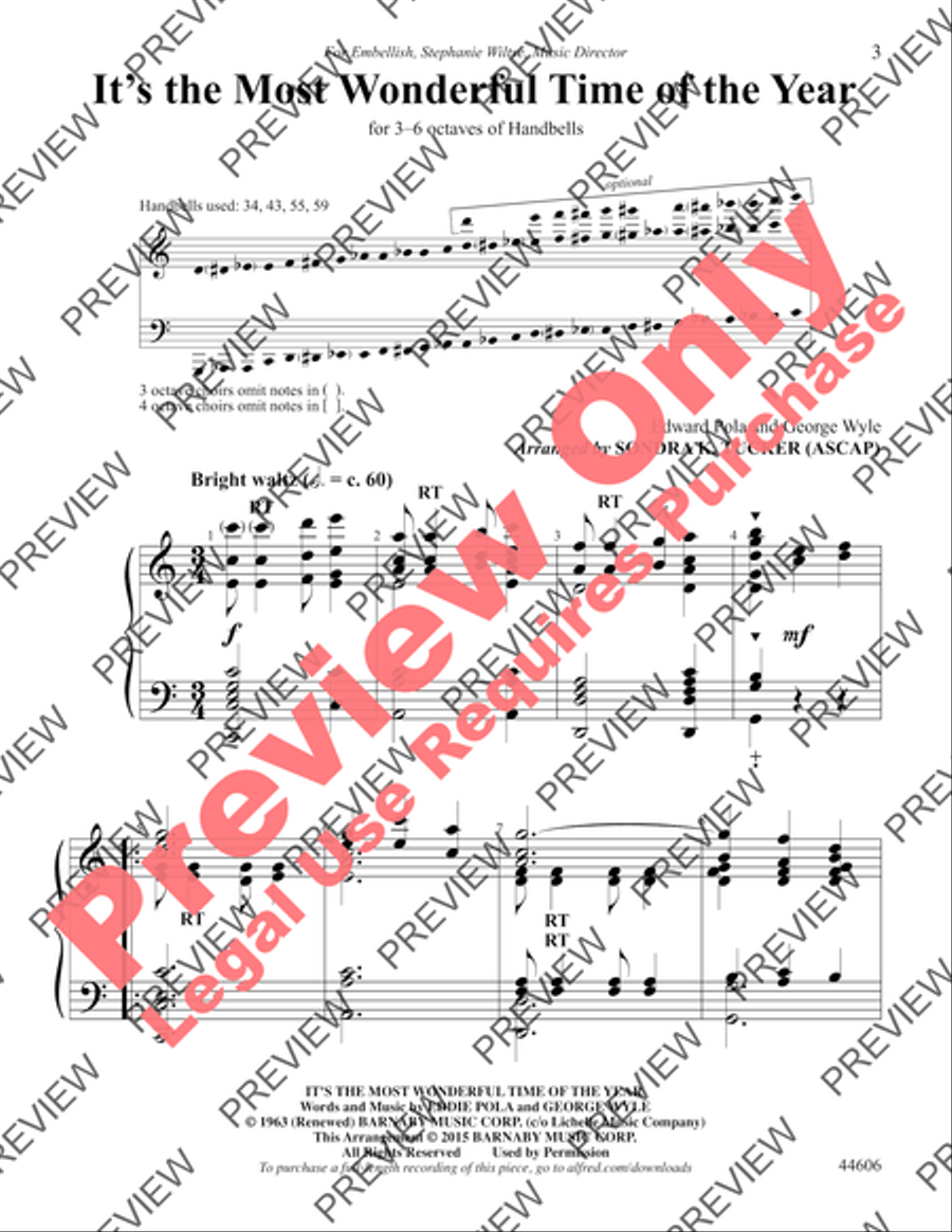 It's the Most Wonderful Time of the Year Handbell Choir scores gallery preview page 3
