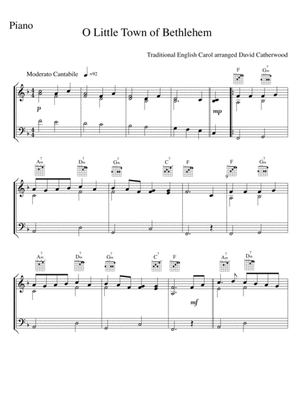 O Little Town of Bethlehem Piano solo (with guitar chords added) arranged David Catherwood