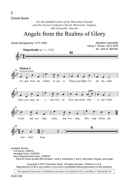 Angels from the Realms of Glory - Choral Score image number null