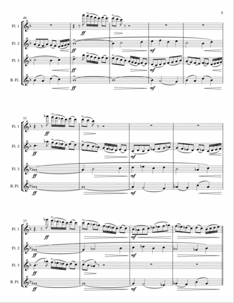 Pavane, Op. 50 for Flute Quartet or Choir Choir scores gallery preview page 5