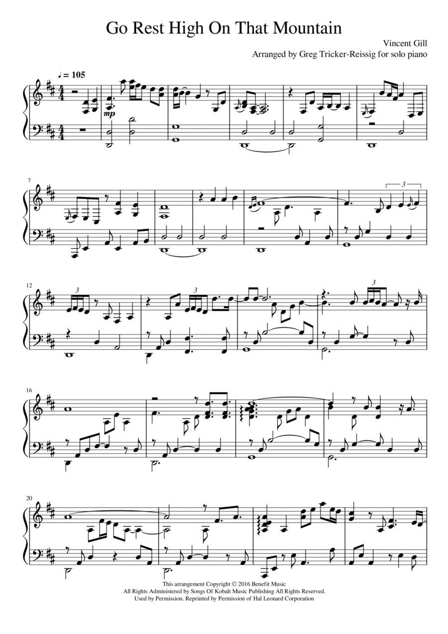 Go Rest High On That Mountain Piano Solo scores gallery preview page 1