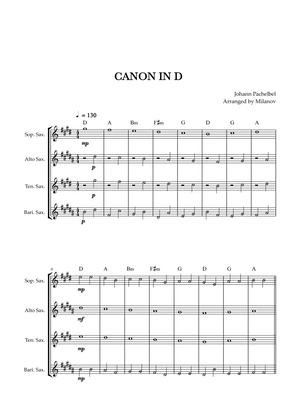 Book cover for Canon in D | Pachelbel | Saxophone quartet