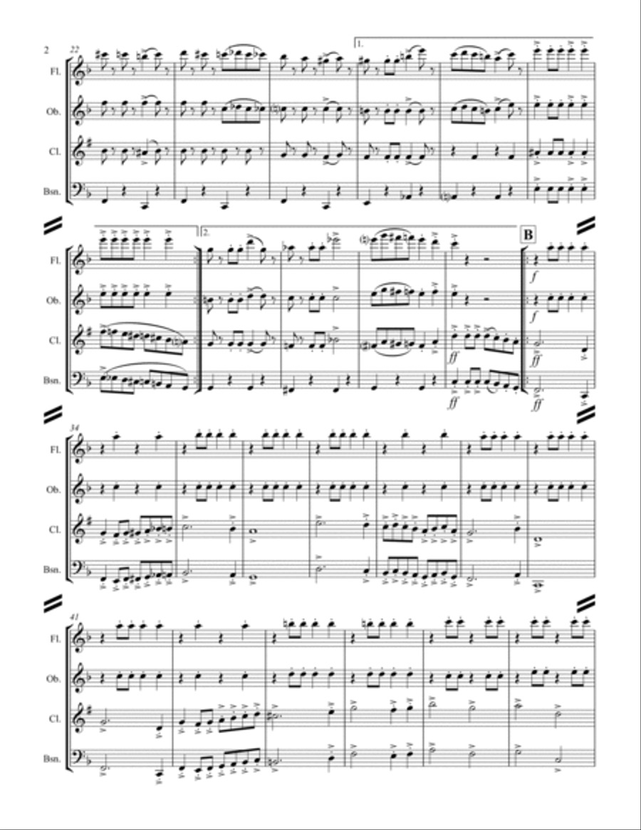March – Entry of the Gladiators (for Woodwind Quartet) Woodwind Quartet scores gallery preview page 3