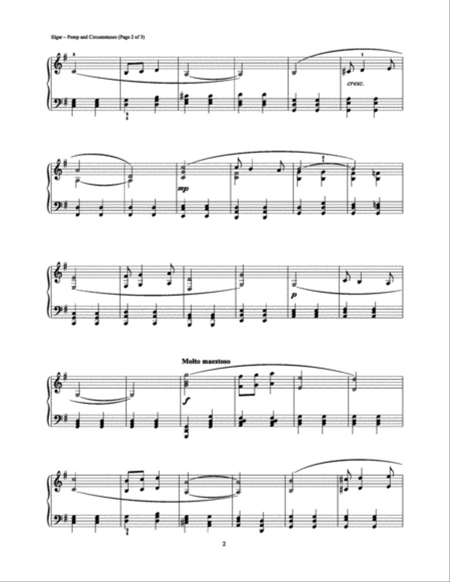Pomp and Circumstance Piano Solo scores gallery preview page 2