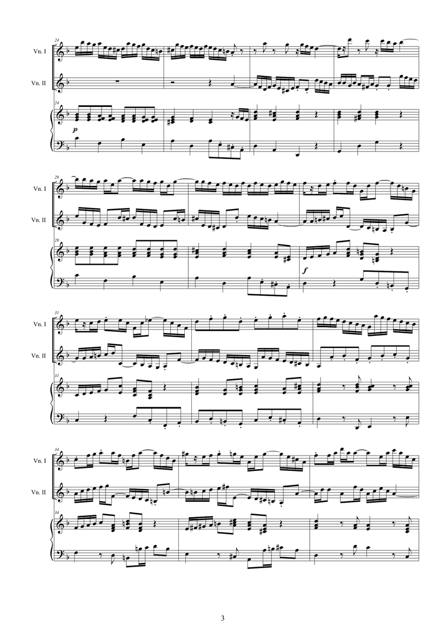 Bach - Double Concerto in D minor BWV1043 for Two Violins and Cembalo or Piano Violin scores gallery preview page 3