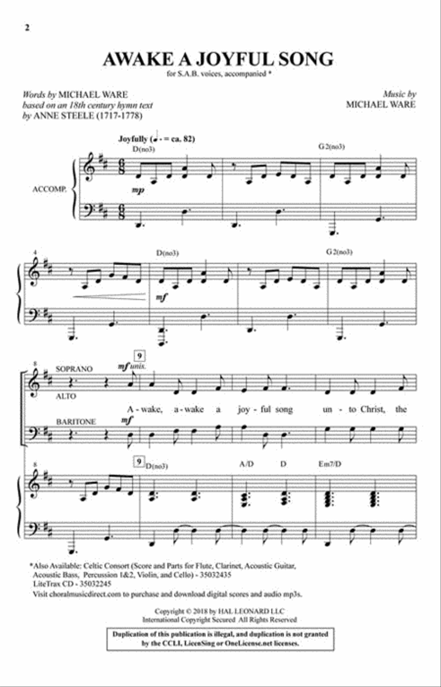Awake a Joyful Song 3-Part scores gallery preview page 2