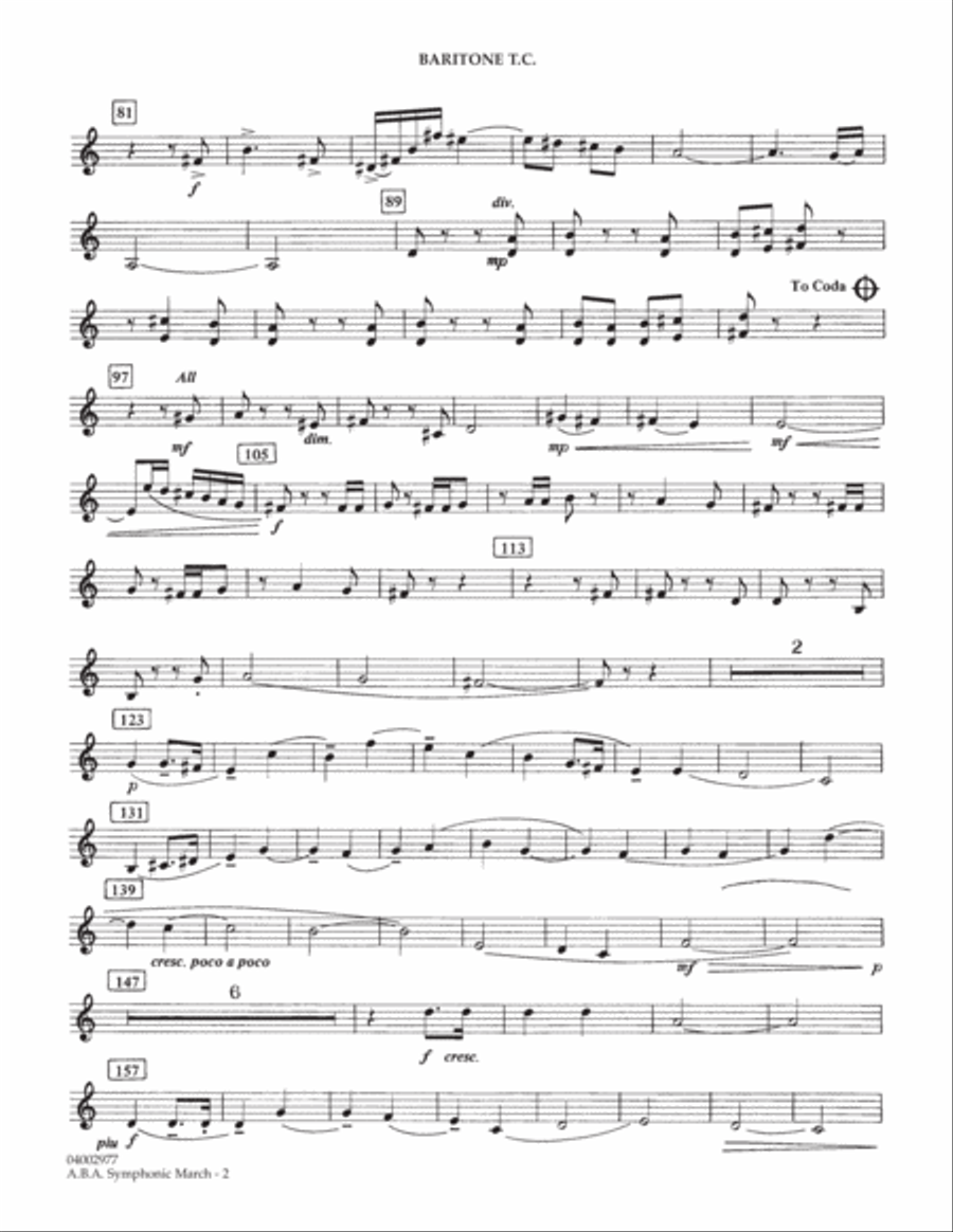 A.B.A. Symphonic March (Kitty Hawk) - Baritone T.C. Concert Band scores gallery preview page 2