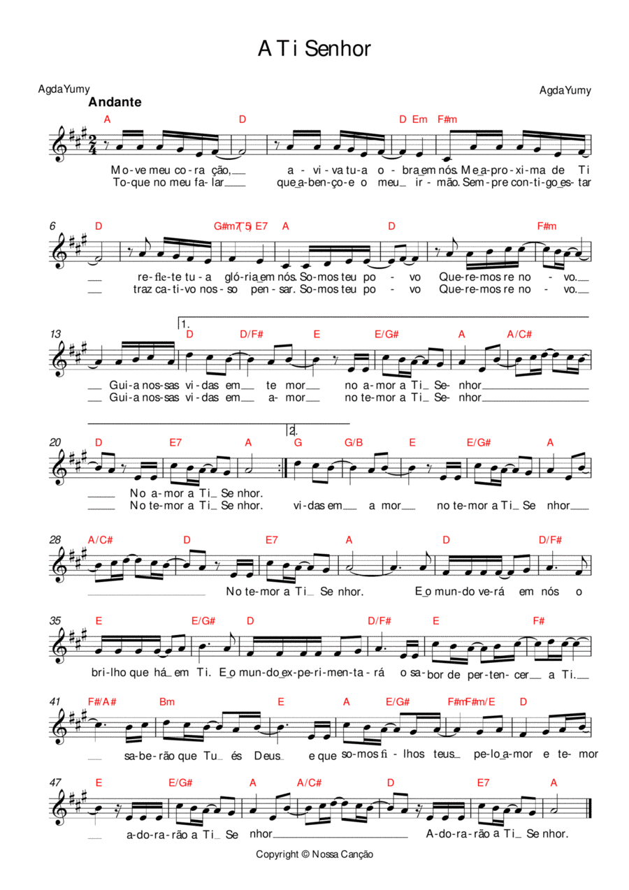 A Ti Senhor Piano scores gallery preview page 1