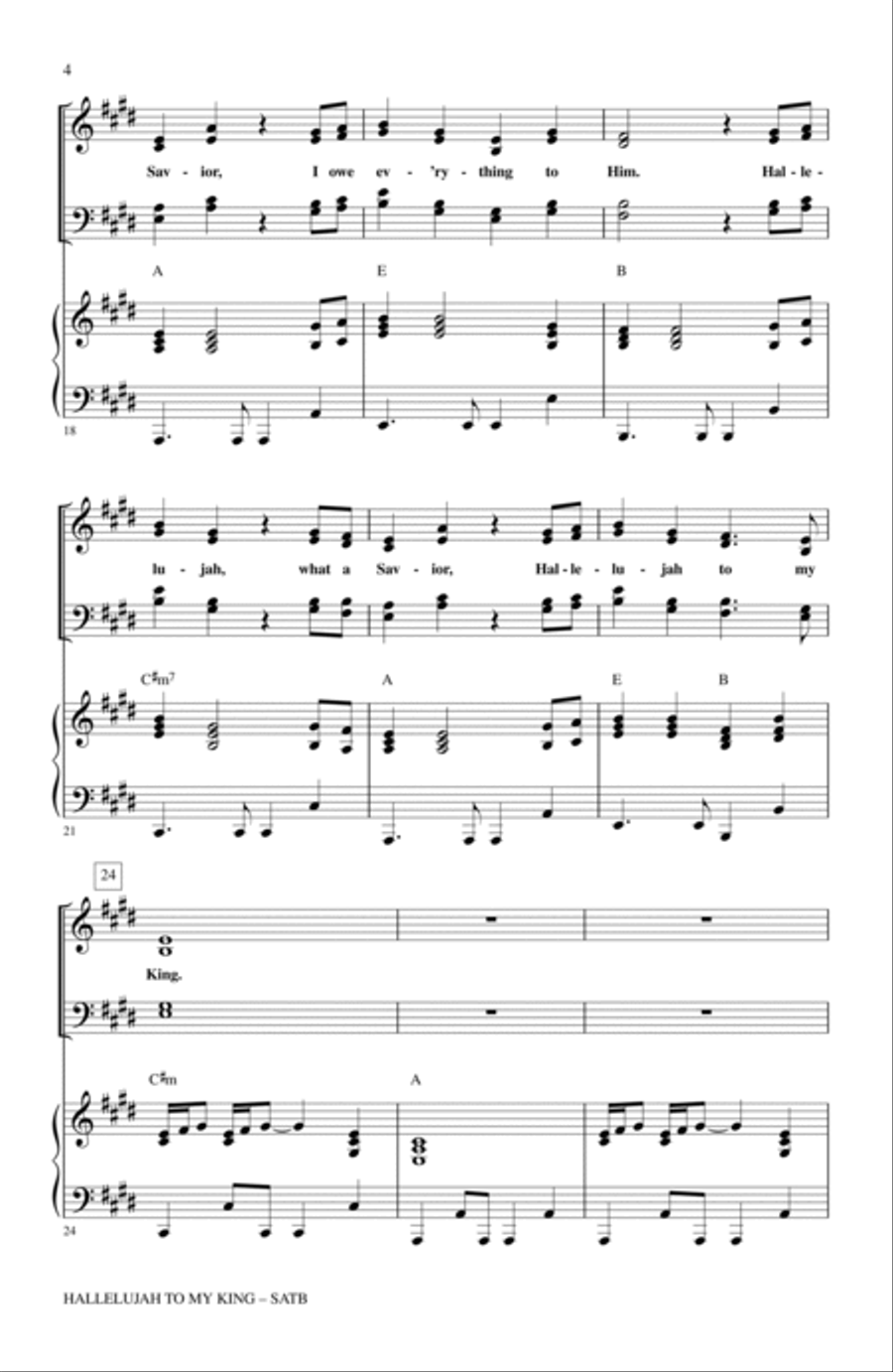 Hallelujah To My King 4-Part scores gallery preview page 3