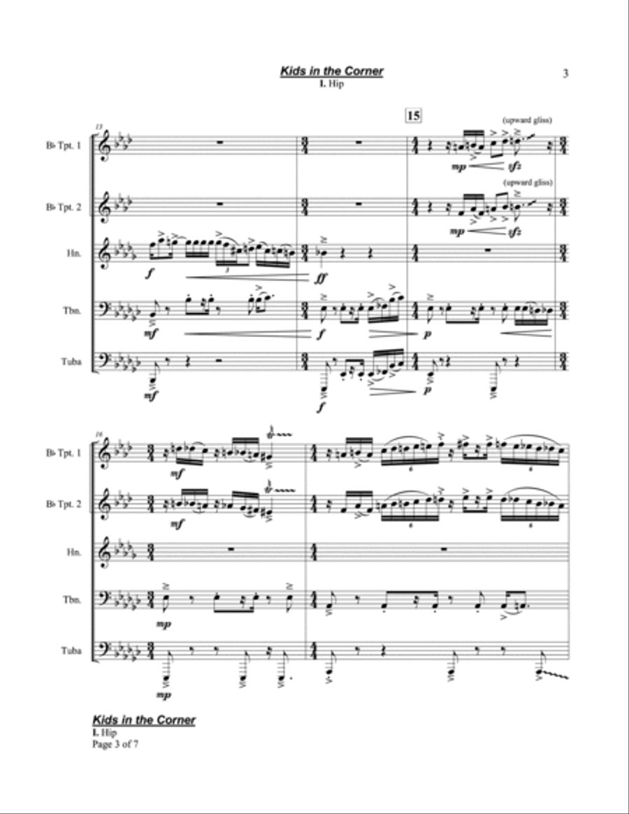 Kids in the Corner Brass Quintet scores gallery preview page 5