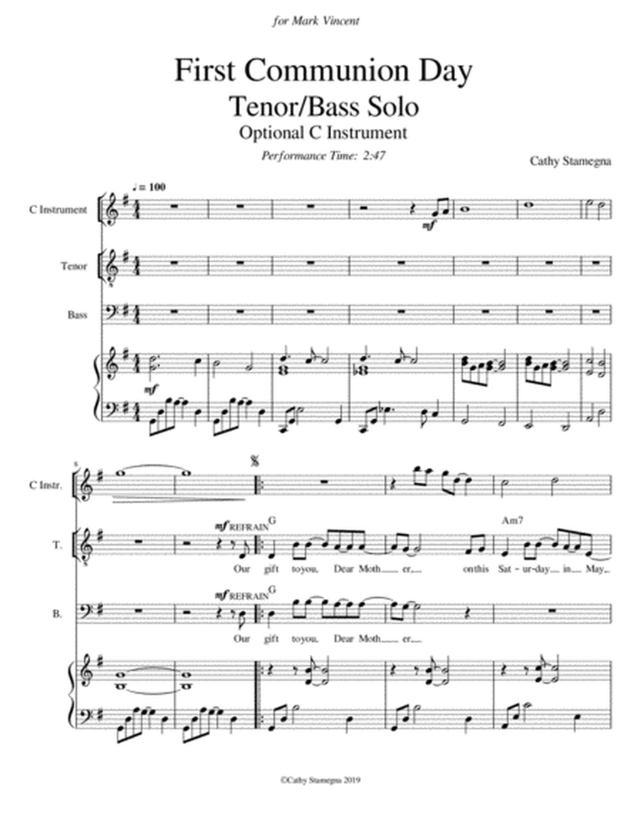 First Communion Day (Duet for Tenor/Bass Solo, Chords, Piano Acc., Optional C Instrument) image number null