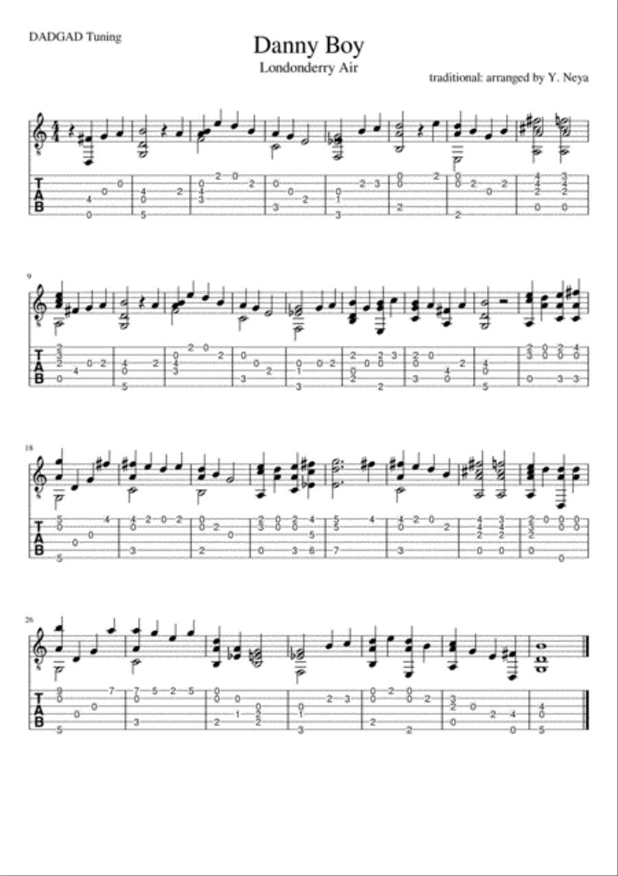 Danny Boy (Londonderry Air) Acoustic Guitar scores gallery preview page 1