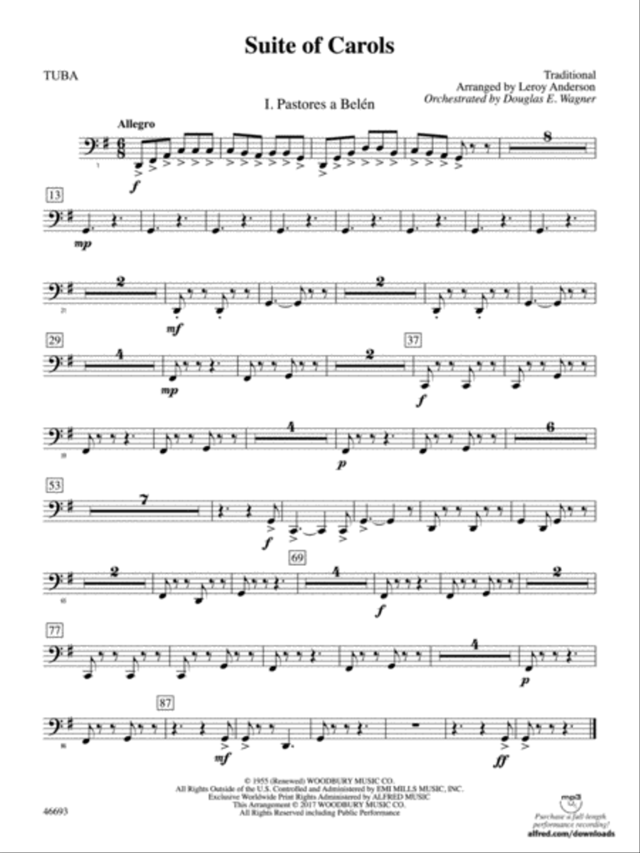 Suite of Carols: Tuba Full Orchestra scores gallery preview page 1