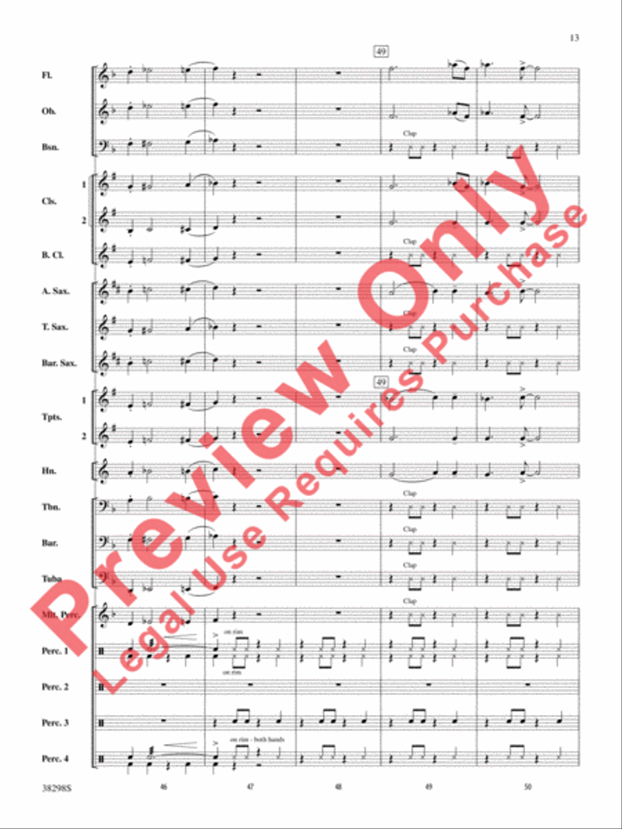 Wade in the Water Concert Band scores gallery preview page 13