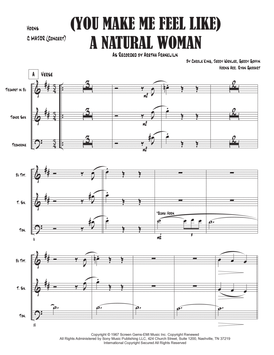 (you Make Me Feel Like) A Natural Woman Tenor Saxophone scores gallery preview page 1