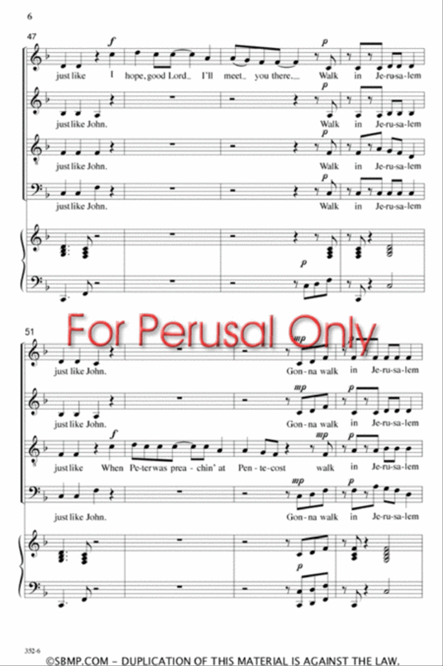 Walk in Jerusalem - SATB Octavo 4-Part scores gallery preview page 6