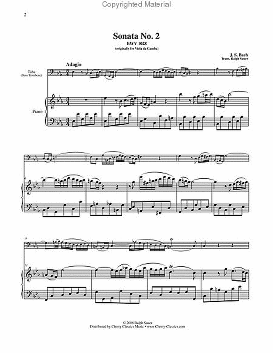 Three Gamba Sonatas for Tuba/Bass Trombone