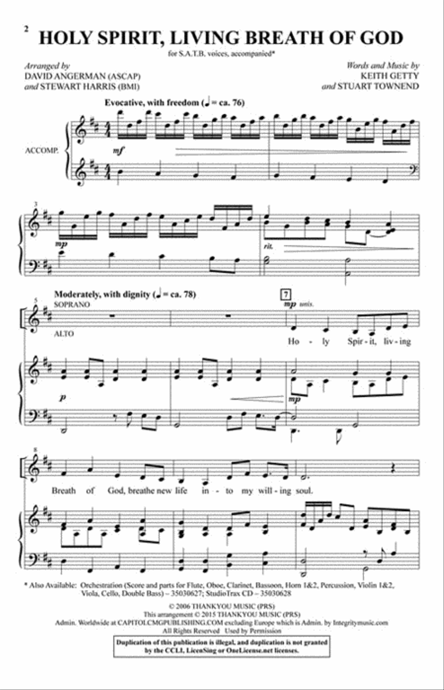 Holy Spirit, Living Breath of God 4-Part scores gallery preview page 2