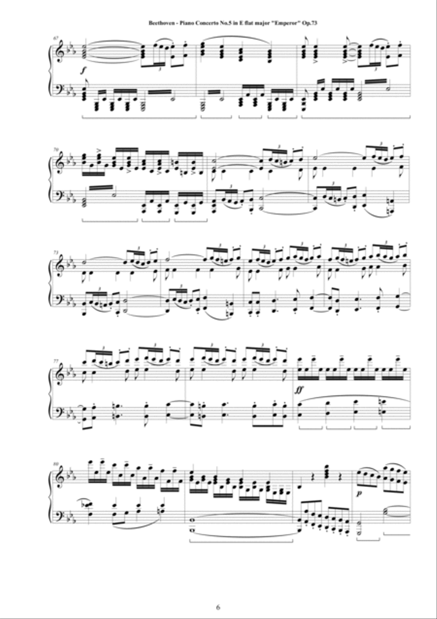 Beethoven - Piano Concerto No.5 in E flat major 'Emperor' Op.73 - Piano Version Piano Solo scores gallery preview page 6