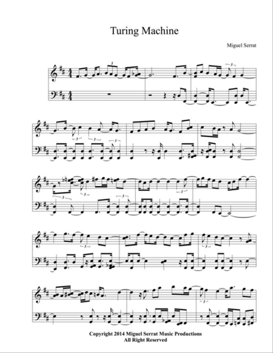 Turing Machine Piano, Vocal, Guitar scores gallery preview page 1