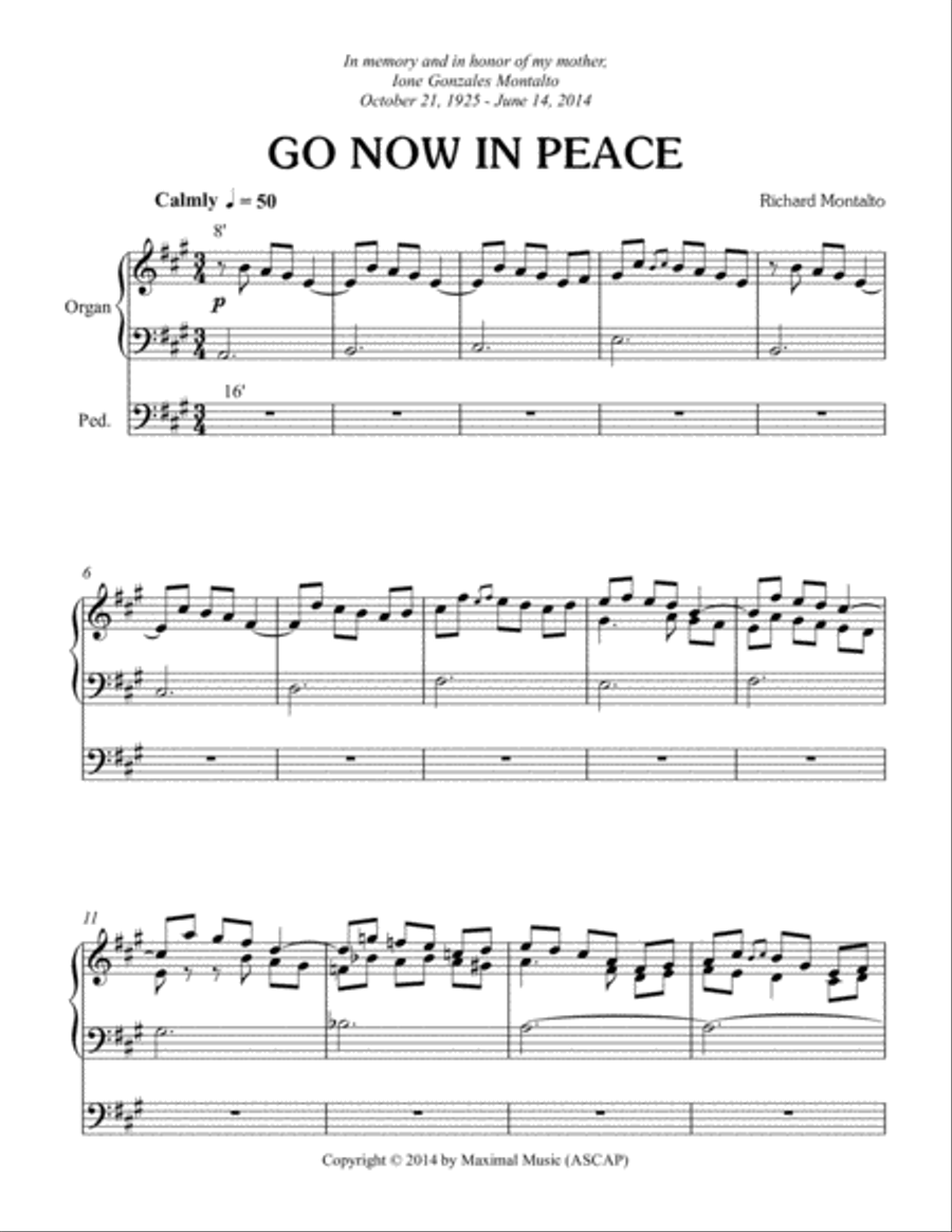 Go Now in Peace Organ Solo scores gallery preview page 2