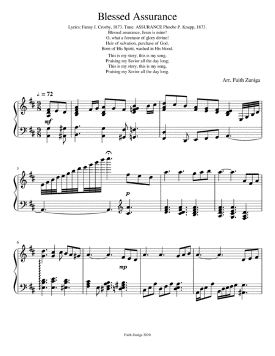 Blessed Assurance for Advanced Solo Piano Piano Solo scores gallery preview page 1