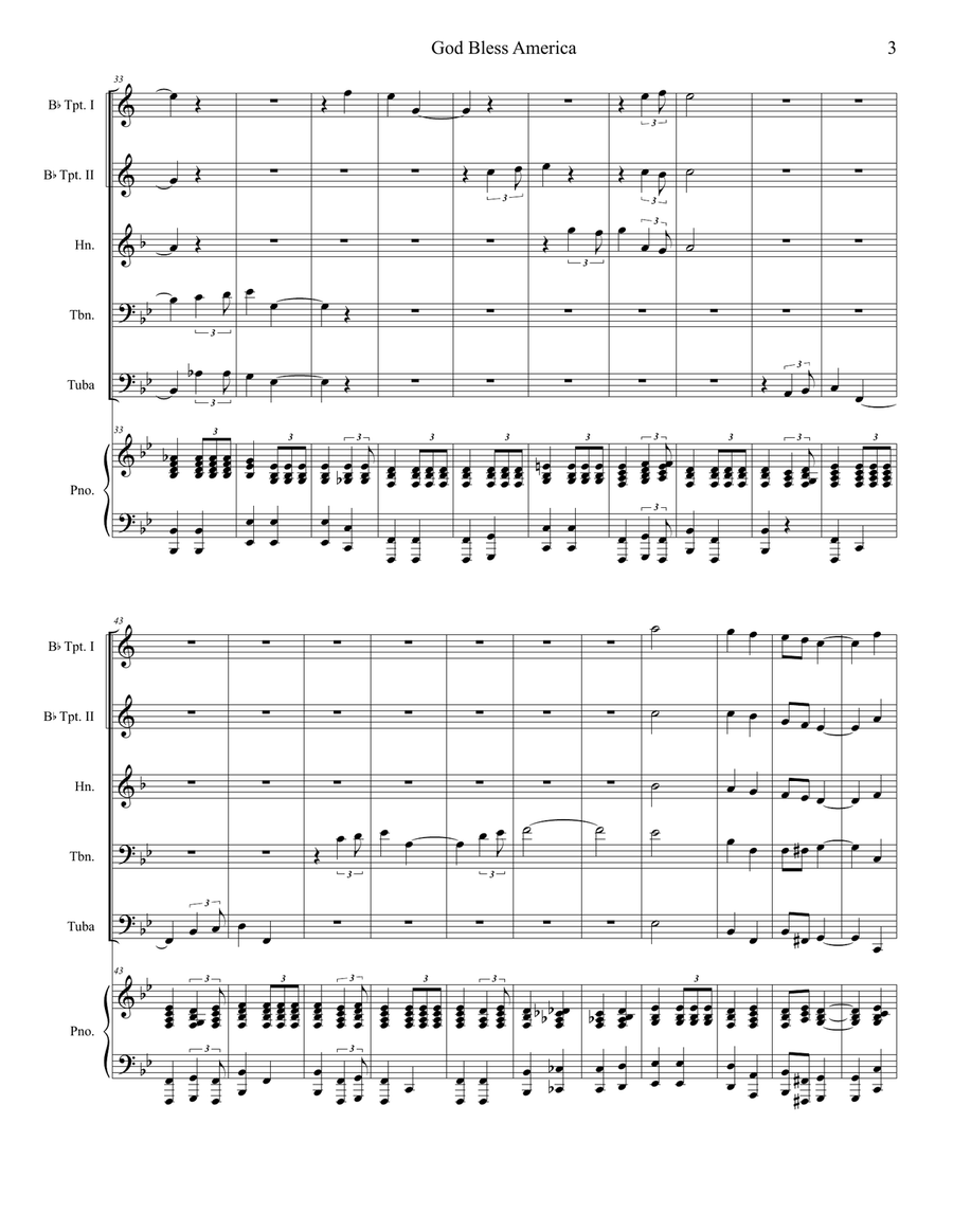 God Bless America Brass Ensemble scores gallery preview page 3