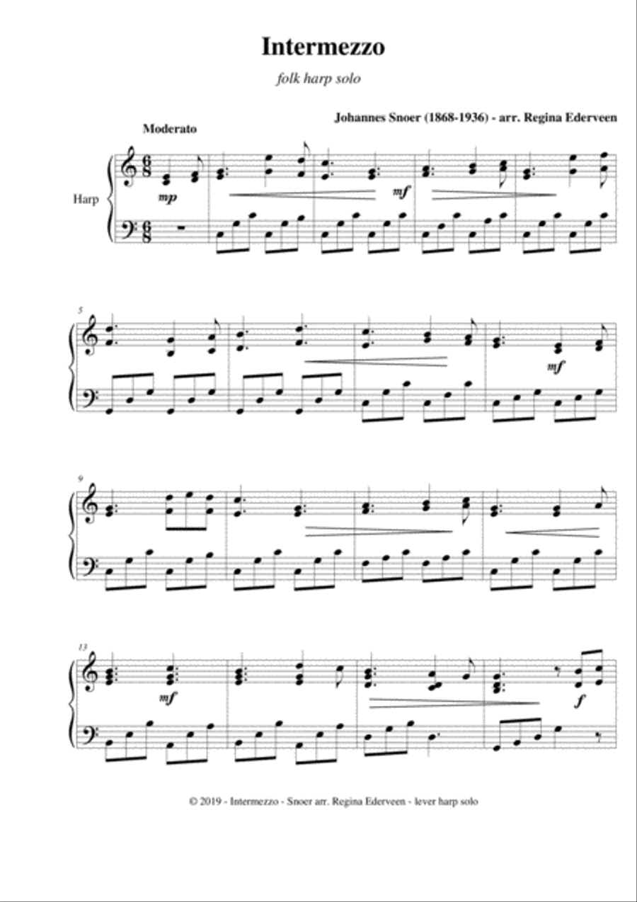 Intermezzo - folk harp solo Celtic Harp scores gallery preview page 1