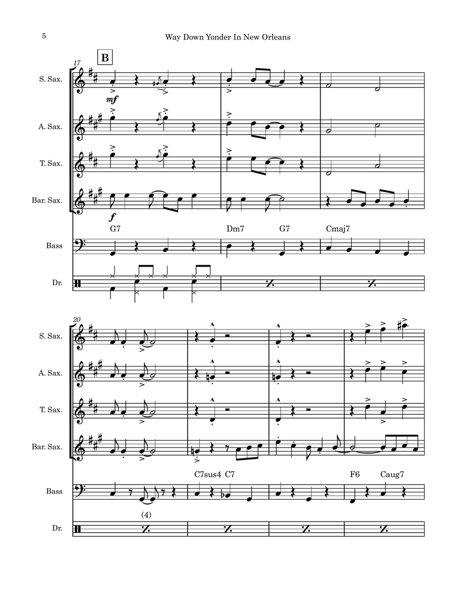 Way Down Yonder In New Orleans (Saxophone Quartet) Saxophone Quartet scores gallery preview page 5