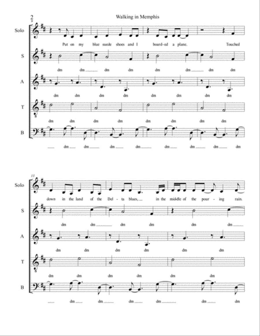 Walking In Memphis 4-Part scores gallery preview page 2