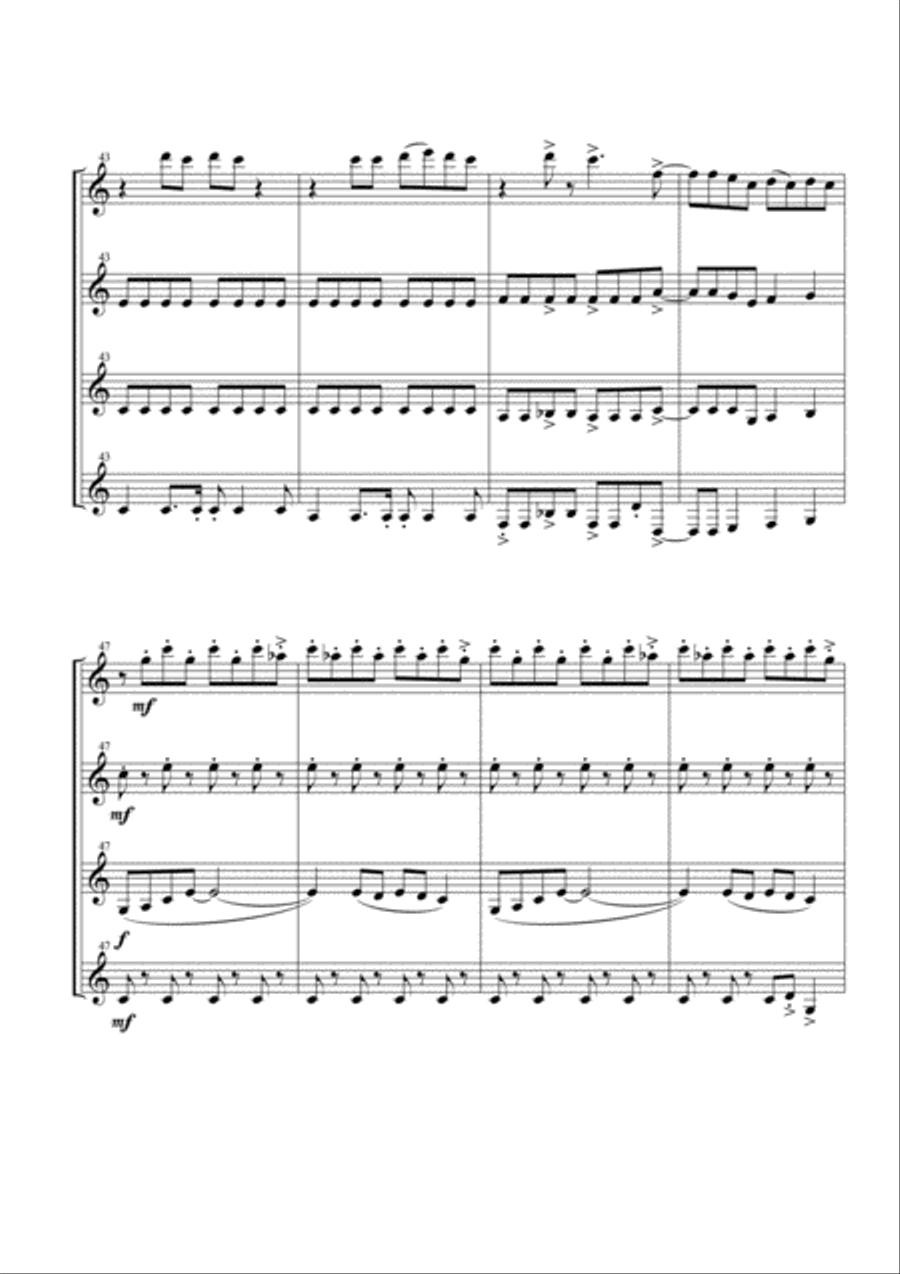 Mamma Mia Woodwind Quartet scores gallery preview page 6