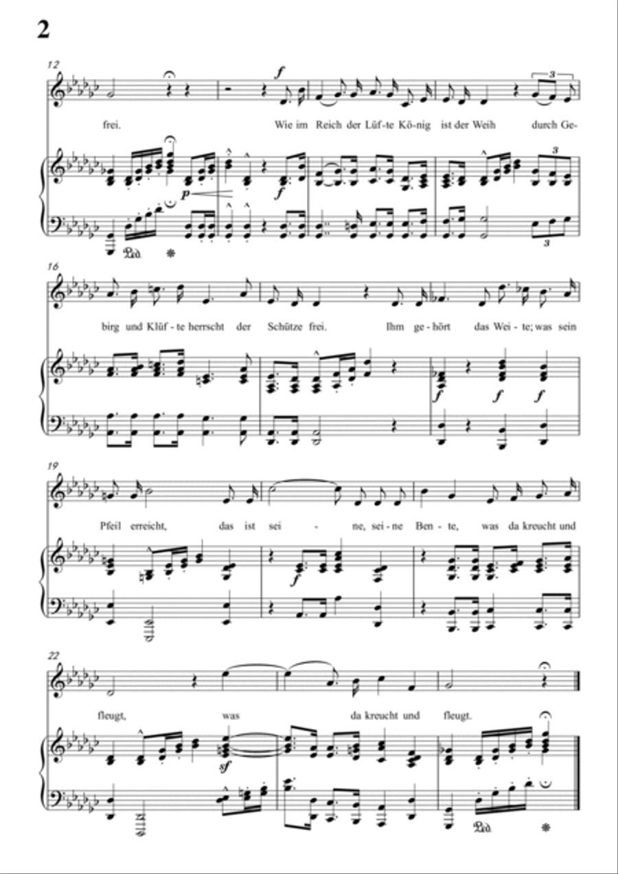 Schumann-Des Buben Schützenlied in G♭ Major,Op.79,No.26 for Voice and Piano Voice Solo scores gallery preview page 3