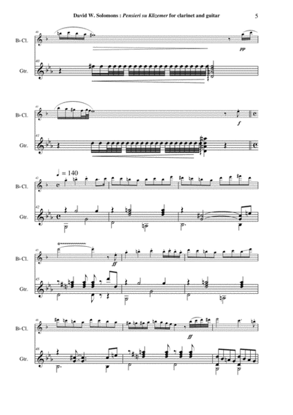 David W. Solomons : Pensieri su Klizemer for Bb clarinet and guitar