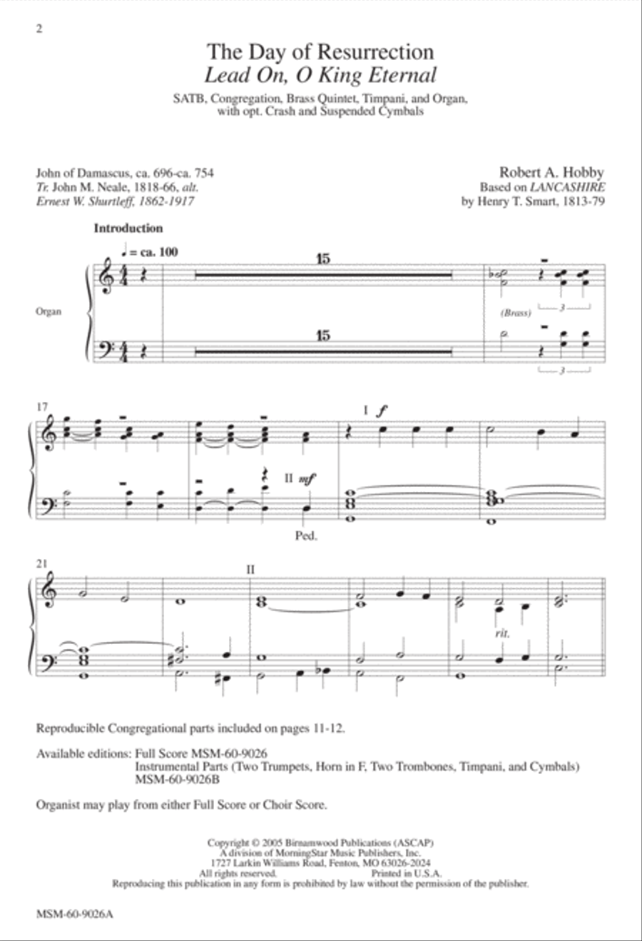 The Day of Resurrection Lead On, O King Eternal 4-Part scores gallery preview page 2