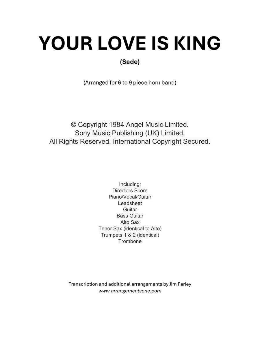 Your Love Is King Tenor Saxophone scores gallery preview page 1
