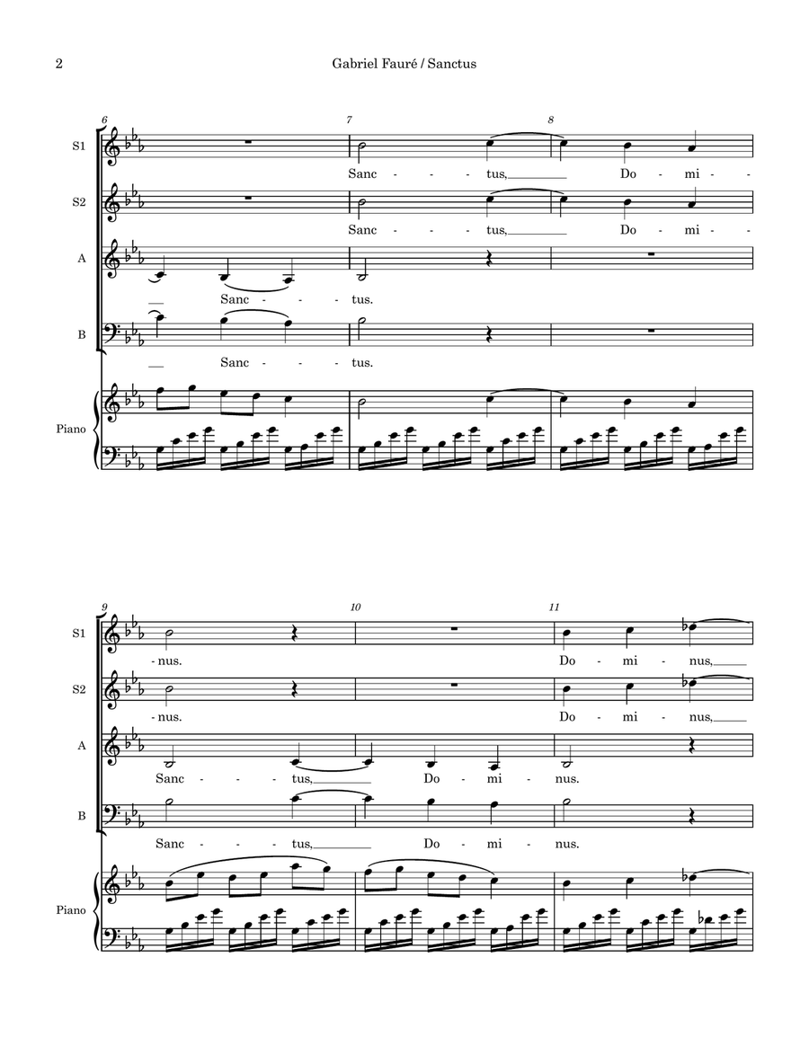 Sanctus (from the Fauré Requiem) (SSAB) Choir scores gallery preview page 2