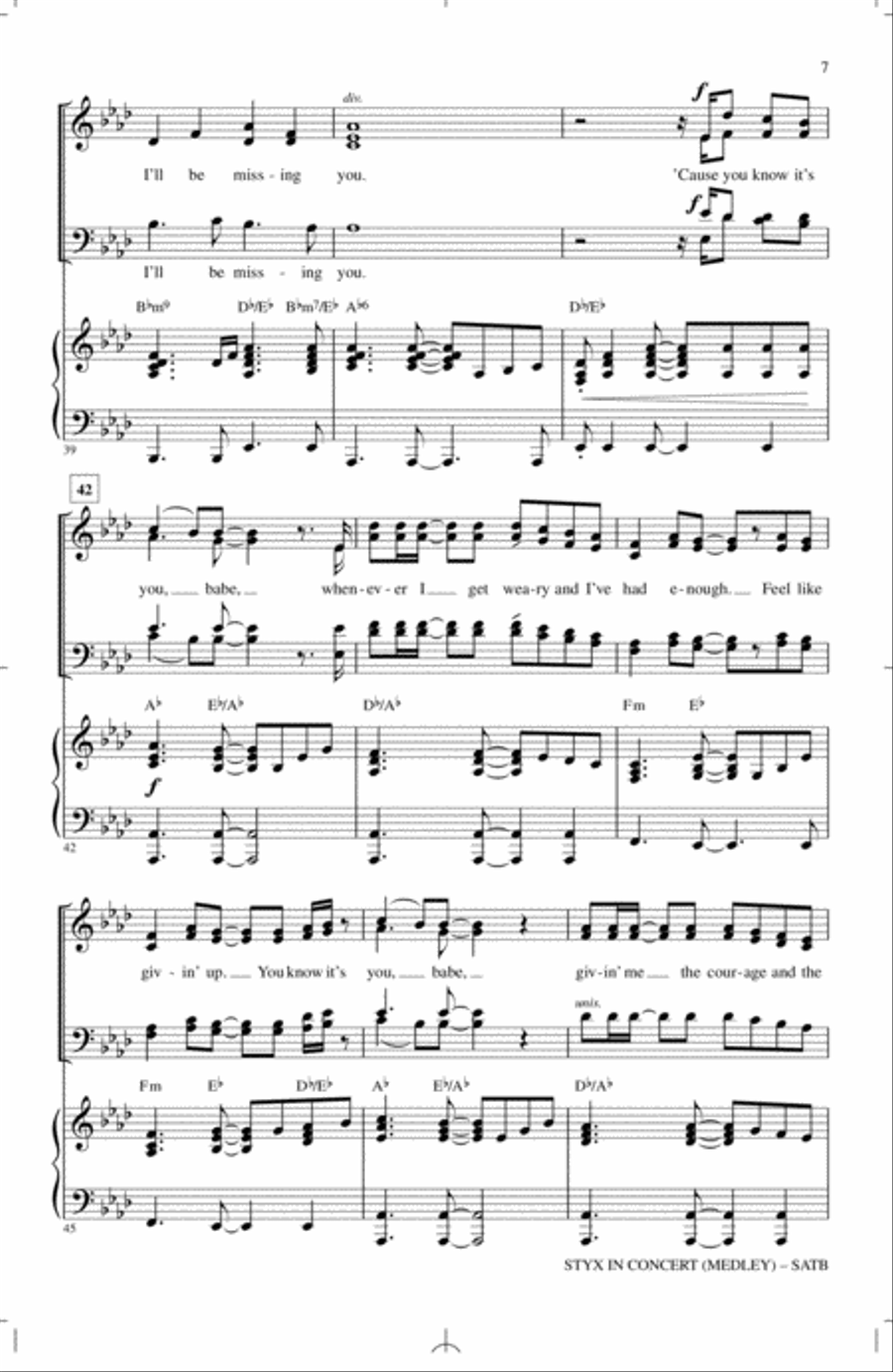 Styx In Concert (Medley) 4-Part scores gallery preview page 6