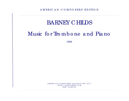 [Childs] Music for Trombone and Piano