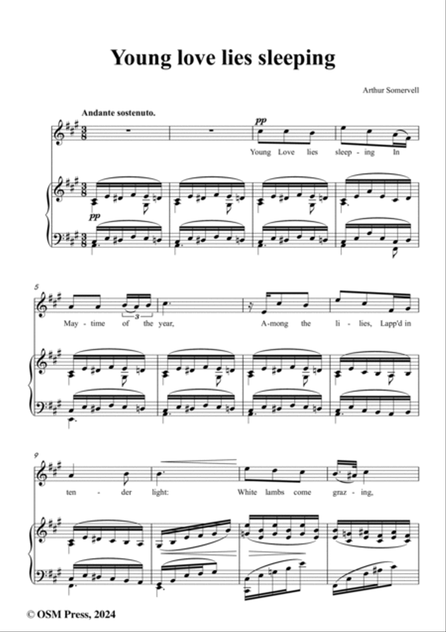 Somervell-Young love lies sleeping,in A Major Voice scores gallery preview page 2