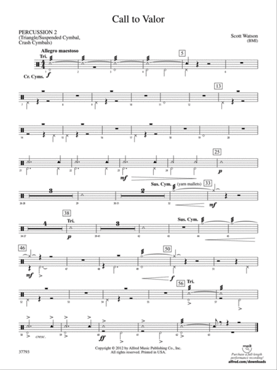 Call to Valor: 2nd Percussion Concert Band scores gallery preview page 1