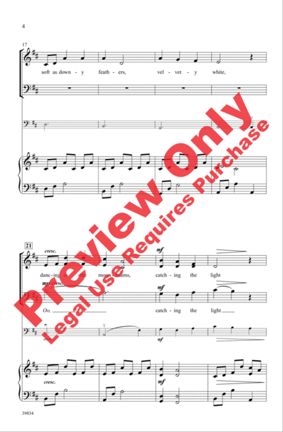 Under Winter Moon 4-Part scores gallery preview page 4