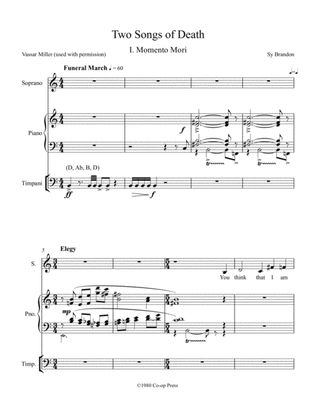 Two Songs of Death for Mezzo Soprano, Piano, and Timpani